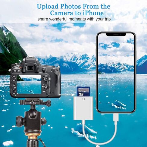 [معتمد من Apple MFi] قارئ بطاقة SD لجهاز iPhone iPad، محول قارئ كاميرا Lightning إلى SD، محول بطاقة SD لقارئ بطاقة الذاكرة لهاتف iPhone 14/13/Pro Max/12/11/XS/XR/X/8/ 7/6 آيباد in Kuwait