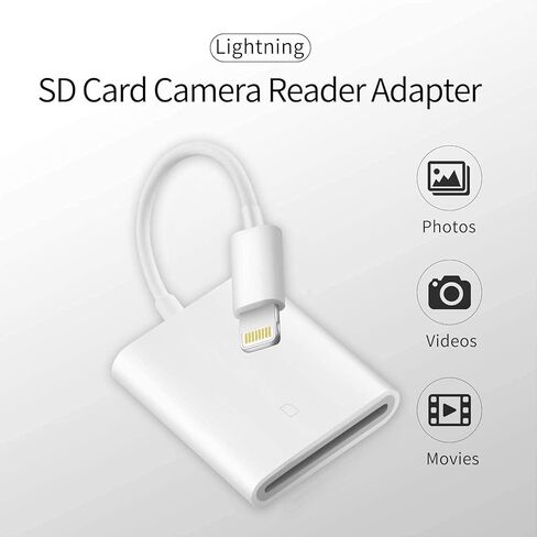 [معتمد من Apple MFi] قارئ بطاقة SD لجهاز iPhone iPad، محول قارئ كاميرا Lightning إلى SD، محول بطاقة SD لقارئ بطاقة الذاكرة لهاتف iPhone 14/13/Pro Max/12/11/XS/XR/X/8/ 7/6 آيباد in Kuwait
