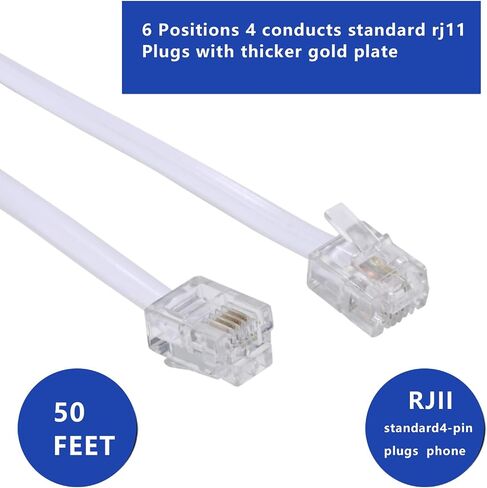 25Feet Long Telephone Extension Cord Phone Cable Line Wire, with Standard RJ11 Plug and 1 in-Line Couplers and 25 Cable Clip Holders-White 7.6M in Saudi Arabia