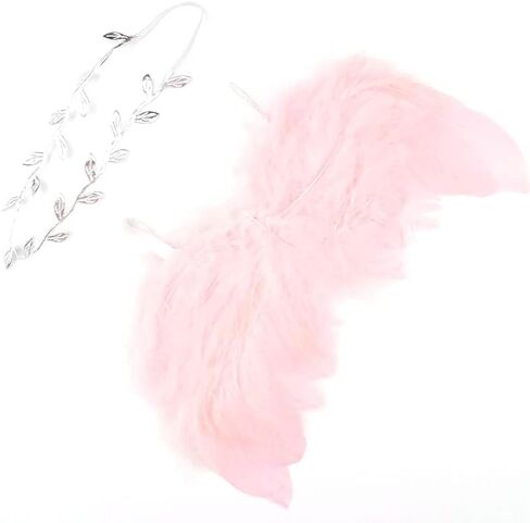 Nishine Pink Newborn Fuzzy Feather Angel Wings + Headband Set for Baby Cosplay Girls Costume Photography in Saudi Arabia