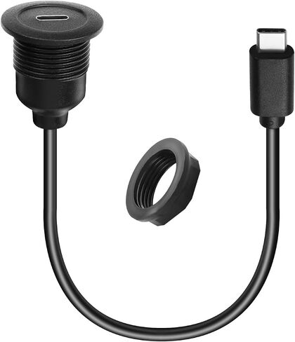 QIANRENON 10Gbps USB C 3.1 Threaded Fixed Mount Connector Short Cable PD 60W USB Type C 3.1 Male to Female Flush Mount Adapter,4K@60Hz Video 20V3A Fast Charge,for Car/RV/Boat Dashboard,30cm/11.8in in Saudi Arabia