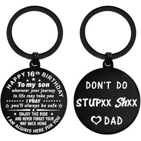 ENGZHI 16th Birthday Decorations for Boys, 16 Year Old Boy Birthday Gift Ideas for Son Grandson, Metal Keychain