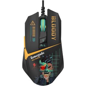 ماوس الألعاب Bloody W63 Max RGB، 12000 CPI، مستشعر BC3332-A، معدل تقرير 2000 هرتز، ذاكرة مدمجة 4 ميجا، تعديل LOD، كابل مضفر خفيف الوزن - إصدار Proxy Boom in Kuwait