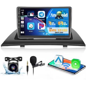 [8-Core 4+64G] Hikity Android 13 Carplay Stereo for 2004-2010 BMW X3 E83 Radio, 9 Inch IPS Touch Screen with Wireless Carplay Android Auto Bluetooth GPS WiFi 32EQ DSP FM RDS SWC Mic Backup Cam