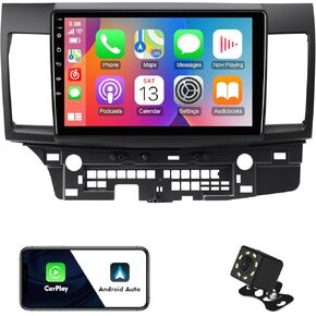2+32G 10.1-inch Android 12 Car Stereo for Mitsubishi Lancer 2007-2013 IPS Touchscreen Screen Car Radio with Carplay & Android Auto Support Backup Camera GPS FM Navi BT SWC (with Canbus)