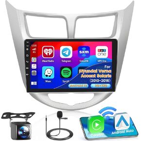 2+32G Android 13 Car Stereo Radio for 2010-2016 Hyundai Accent Verna Solaris, 9'' HD Touch Screen with Wireless CarPlay Android Auto, AHD Backup Camera, Mirror Link, GPS, WiFi, DSP