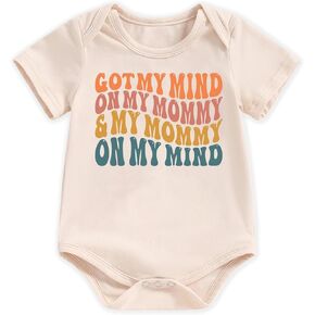 hrcfbk Got My Mind on My Mommy and My Mommy on My Mind Unisex Funny Newborn Baby Boys Girls Bodysuit