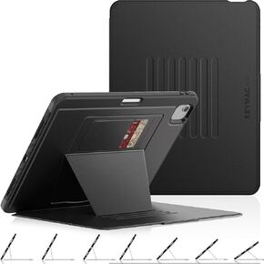 SEYMAC stock Case for iPad Air 13 inch (M2) 2024/ Air 6th Generation Case, Auto Sleep/Wake Case with Magnetic Multi-Angles Stand, Card Slot Case, Red