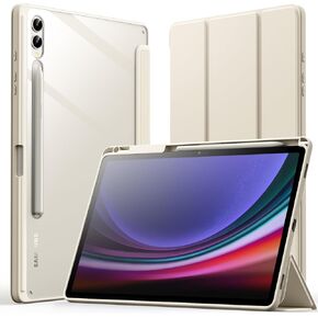 JETech Case for Samsung Galaxy Tab S9 Plus 12.4-Inch with S Pen Holder, Clear Transparent PC Back, Shockproof Tri-Fold Stand Tablet Cover, Auto Wake/Sleep (Black)