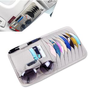 1 PC CD Holder Storage Case, Genuine Leather Vehicle Sun Visor Organizer Clip, Multifunctional Car Card Sleeve Pocket Bag, Universal for Most Cars (Black)