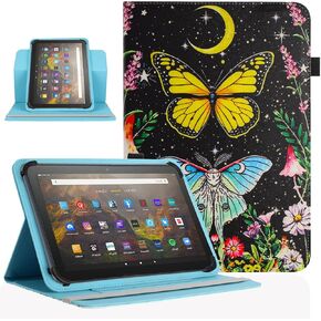 Universal 7 inch 8 inch Tablet Case,360 Degree Rotatable Kickstand Multiple Viewing Stand Case Cover for 7.0" 7.9" 8.0" 8.4" inch and All 7.0-8.5 Inch Touchscreen Tablet,Flower Grass 08