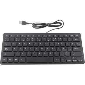 Wired Keyboard, Computer Keyboard, Wired Mini Portable Spanish Keyboard with USB Interface for Desktop Computers