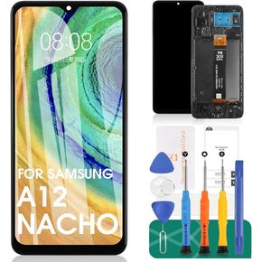 لشاشة Samsung Galaxy A12 Nacho LCD لشاشة Samsung A12 Nacho البديلة A127 شاشة LCD SM-A127F/DSN مجموعة رقمنة اللمس SM-A127F، SM-A127M، SM-A127U مجموعات إصلاح (أسود مع إطار)