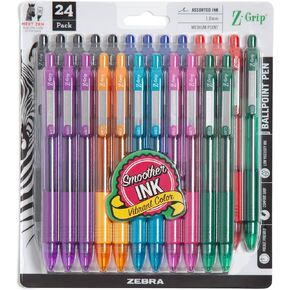Zebra Pen Z-Grip Retractable Ballpoint Pen, Medium Point, Red Ink, 18-Pack: 22318