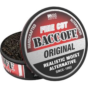 5 Cans, BaccOff Original Fine Cut, Black Tea Base with Bold, Smoky Flavors