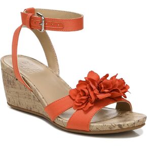 Naturalizer Women Areda Flower Ankle Strap Low Wedge Sandal