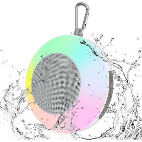 Waterproof Bluetooth Speaker Wireless Small - Portable Speakers for Shower Phone Music with Clip - Mini Speaker with Microphone and Color Changing Night Lights for Bathroom Bedroom Outdoor Kids Gifts