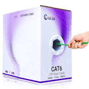 NewYork Cables Cat 6 Cable 1000ft – Cat6 Riser (CMR) - 4 Pair UTP Solid Conductor - 23 AWG 550 MHz, 1 GBit/s High Speed Fluke Tested - Bulk Ethernet Cable - (White)