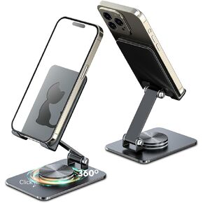 VViN 360° Rotating Cell Phone Stand, Multi-Angle Fully Adjustable Foldable Desktop Phone Holder Cradle Dock, Non-Slip Portable Foldable Desktop Phone Stands Compatible with All Phones (White)