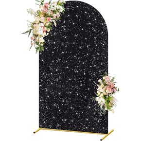 Arch Cover Set of 3 Sequin Wedding Arch Backdrop Cover 7.2FT 6.6FT 6FT Pink Gold Sparkle Arch Covers Stretchy Backdrop Chiara Backdrop Cover Spandex Arch Stand Covers for Balloon Arch Decor