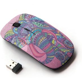 Graphic4You Indian Tribal Elephant Ergonomic Wireless Mouse with Nano Receiver
