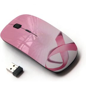 Pink Cancer Ribbon Design Ergonomic Wireless Mouse with Nano Receiver