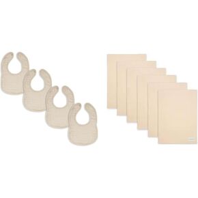Comfy Cubs Muslin Baby Bibs and 6 Pack Burp Cloths Bundled