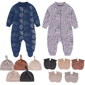 12 Piece Infant Unisex Outfits 0-12Months Baby Boys Girls Romper Cotton Long Sleeve Jumpsuit