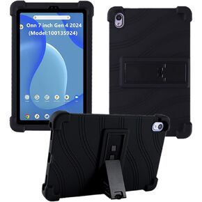 Case for Walmart Onn 7 inch Tablet 2024 Model (100135924), Kids Friendly Soft Silicone Adjustable Stand Cover for Onn 7 inch Gen 4 2024 Tablet Case (Black)