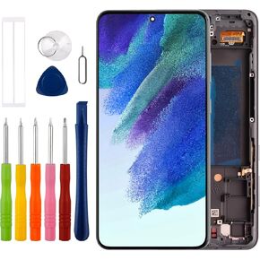 [Supports Fingerprints][with Frame] Duotipa New OLED Display Screen Digitizer Assembly for Galaxy S21 FE 5G LCD Diaplay for SM-G990u1/DS G990a G990w with Technical Repair Tools Kit.