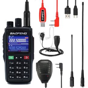 BAOFENG UV-22 Ham Radio Long Range (Upgraded of UV-5R) Handheld Walkie Talkies Long Range Two Way Radio with Copy Frequency, Programming Cable,Speaker Mic,Type-C Charging