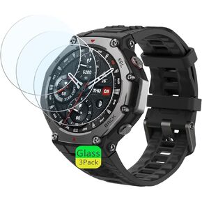 Screen Protector Compatible for Amazfit T-Rex 3 Rugged/Military Smart Watch (3 Pack) Tempered Glass Protector Clear Film