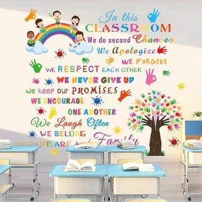 Inspirational Classroom Wall Decal in This Classroom Wall Art Sticker Peel and Stick Wall Decor Motivational Sticker Positive Saying Wall Decor for Nursery Kids Room Preschool Door Playroom Decor.