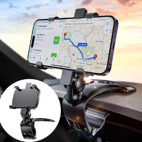 حامل الهاتف الخليوي على لوحة القيادة، حامل الهاتف المحمول متعدد الوظائف على لوحة القيادة مع قاعدة مضادة للانزلاق، دوران 360 درجة وتصميم مشبك للتشغيل بيد واحدة، متوافق مع الهواتف الذكية مقاس 4-7 بوصة in Kuwait