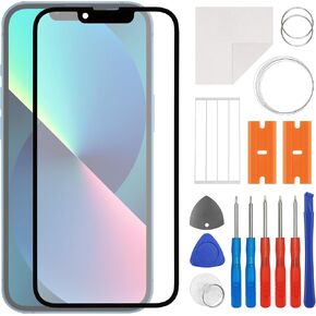 for iPhone 13 / 13Por Screen Replacement 6.1-inch Front Outer Lens Screen Glass Replacement Waterproof Adhesive Repair Kit