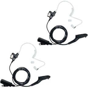 Earpiece Headset for Motorola APX6000 APX8000 APX7000 APX4000 XPR7550e XPR7550 7580 7580e 6550 Two Way Radio Walkie Talkie with 2 Wire Surveillance Acoustic Tube Headphone and Ptt Mic, 2 PACK