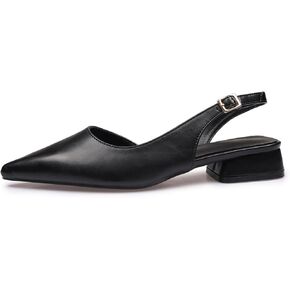 Women's 1.06-Inch Low Chunky Slingback Heels, Classic Closed Pointed Toe Block Heel Pumps Shoes for Women, Wedding Evening Dress Summer Party Shoes
