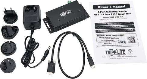 Tripp Lite 4 Port USB Hub, Industrial USB Hub, USB 3.1 Hub, Gen 2, 10 Gbps, 2 USB C, 2 USB A, 15 Kv ESD Protection, Iron Housing (U460-2A2C-Ind) in Saudi Arabia