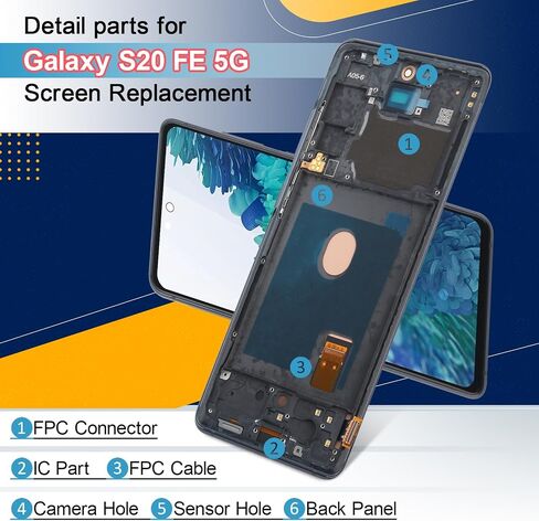 FKBAightccyr OLED Screen LCD for Samsung Galaxy S20 FE Screen Replacement for Samsung S20 FE 5G G781U Touch Display Digitizer Assembly with Installation Tools in Saudi Arabia