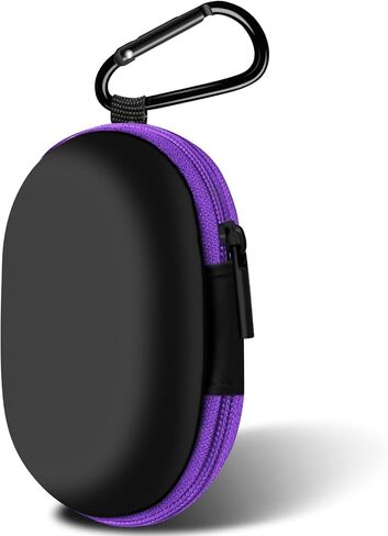Earbuds Case with Carabiner, Small Oval Storage Cases, Portable EVA Storage Earbud Bag Pouch Bag for Earphone, Earbud, Earpieces, SD Memory Card, Camera Chips (Purple) in Saudi Arabia