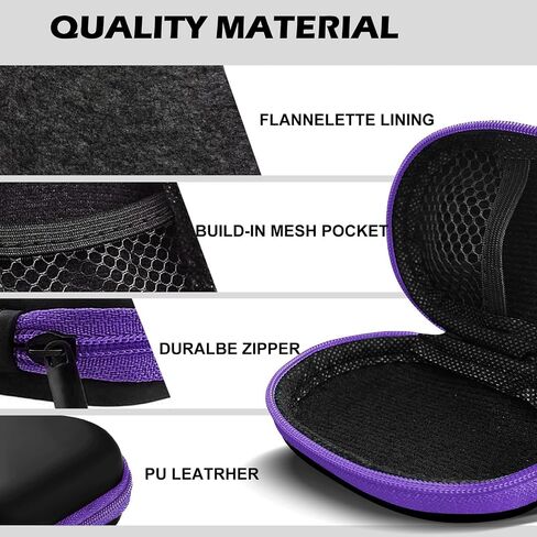 Earbuds Case with Carabiner, Small Oval Storage Cases, Portable EVA Storage Earbud Bag Pouch Bag for Earphone, Earbud, Earpieces, SD Memory Card, Camera Chips (Purple) in Saudi Arabia