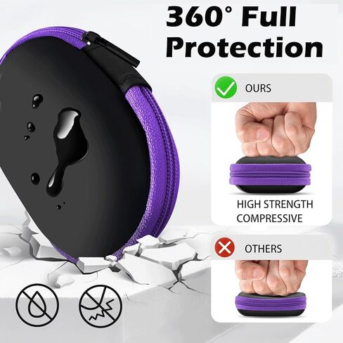 Earbuds Case with Carabiner, Small Oval Storage Cases, Portable EVA Storage Earbud Bag Pouch Bag for Earphone, Earbud, Earpieces, SD Memory Card, Camera Chips (Purple) in Saudi Arabia