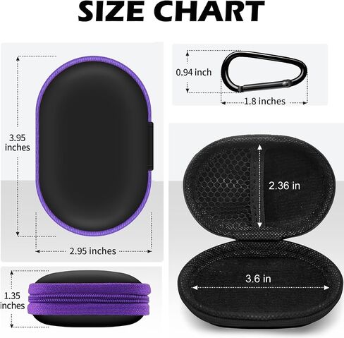 Earbuds Case with Carabiner, Small Oval Storage Cases, Portable EVA Storage Earbud Bag Pouch Bag for Earphone, Earbud, Earpieces, SD Memory Card, Camera Chips (Purple) in Saudi Arabia