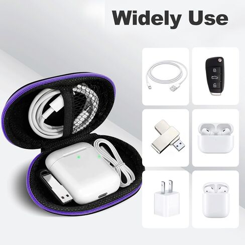 Earbuds Case with Carabiner, Small Oval Storage Cases, Portable EVA Storage Earbud Bag Pouch Bag for Earphone, Earbud, Earpieces, SD Memory Card, Camera Chips (Purple) in Saudi Arabia