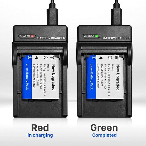 2 حزمة 2200 مللي أمبير بطارية وشاحن USB بديل لأوليمبوس Li-42B Li-40B Li42B Li40B FE-230 Pentax D-Li63 NP-45 NP-45A EN-EL10 D-Li63 D-Li108 NP-80 CNP80 KLIC-7006 البطارية in Kuwait