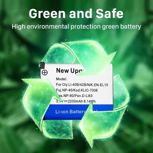 2 حزمة 2200 مللي أمبير بطارية وشاحن USB بديل لأوليمبوس Li-42B Li-40B Li42B Li40B FE-230 Pentax D-Li63 NP-45 NP-45A EN-EL10 D-Li63 D-Li108 NP-80 CNP80 KLIC-7006 البطارية in Kuwait