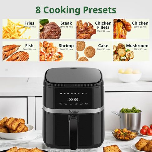 Air Fryer 8Qt Plus Oilless 8-in-1 Family Size AirFryer,Easy Viewing Window and Fast Healthy cooking,Dishwasher-Safe Basket,Digital Touchscreen,Quiet, AF701, Black in Saudi Arabia