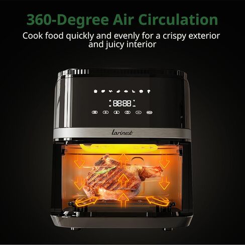 Air Fryer 8Qt Plus Oilless 8-in-1 Family Size AirFryer,Easy Viewing Window and Fast Healthy cooking,Dishwasher-Safe Basket,Digital Touchscreen,Quiet, AF701, Black in Saudi Arabia