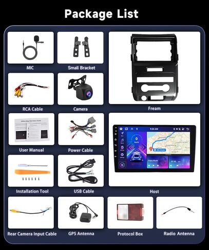 6G+128G 8 Core Car Radio Stereo for 2009-2012 Ford F150 with Wireless Car Play/Android Auto/9 inch 1280 * 720P IPS Touch Screen/BT 5.0/GPS/WiFi/4G/Canbus/DSP/46 EQ/AHD Camera in Saudi Arabia