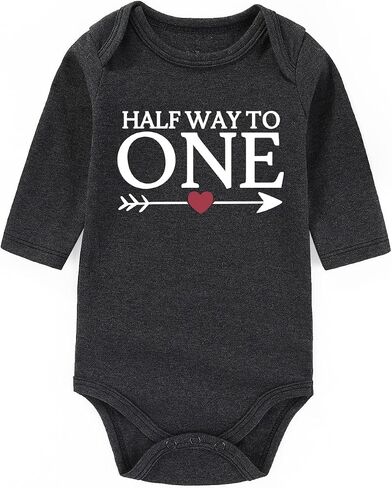 Half way to one 1/2 birthday girl Outfit Boy Baby Clothes Funny Baby Bodysuits 6 months Half birthday decorations in Saudi Arabia